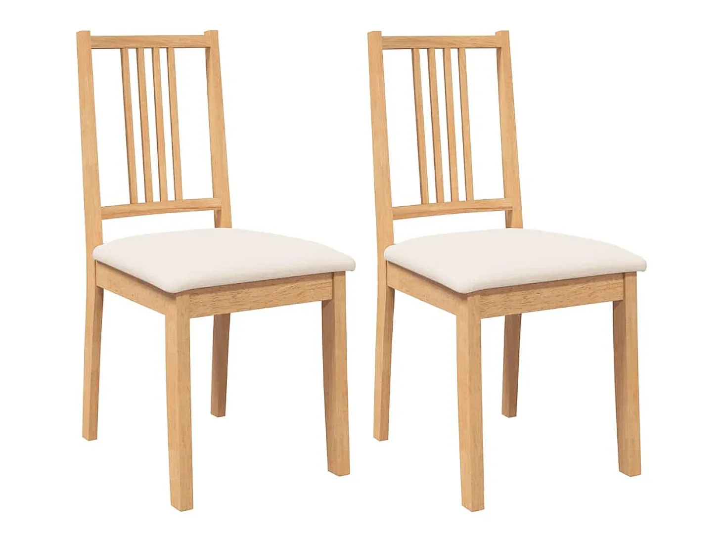 Sillas de comedor con cojines 2unidades madera maciza natural caucho