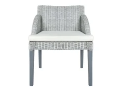 Sillas de comedor con cojines 2 unidades ratán natural gris