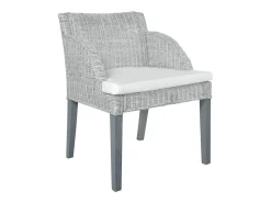 Sillas de comedor con cojines 2 unidades ratán natural gris
