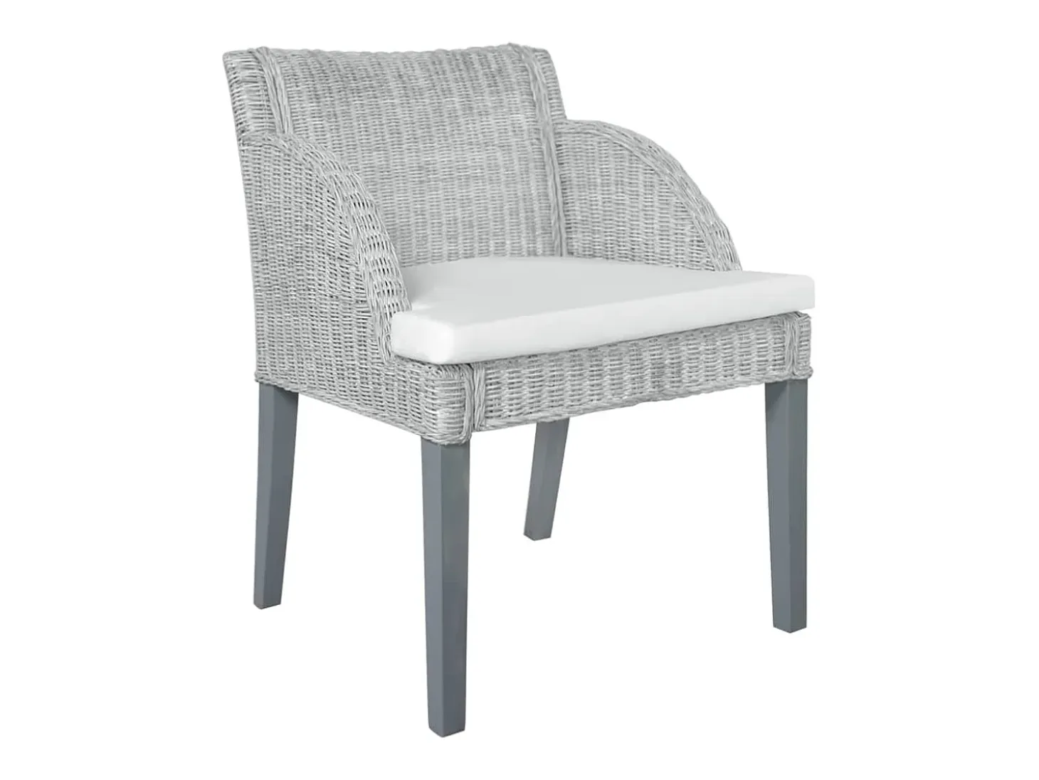 Sillas de comedor con cojines 2 unidades ratán natural gris