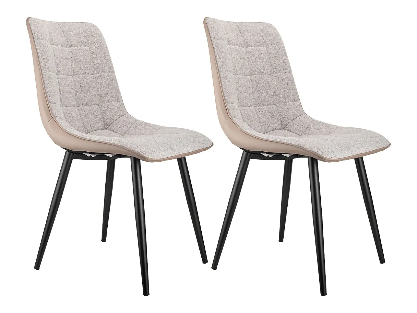 sillas de comedor con estructura de metal, tela de lino y símil piel, cómodas y modernas, color gris (47x44x89 cm)