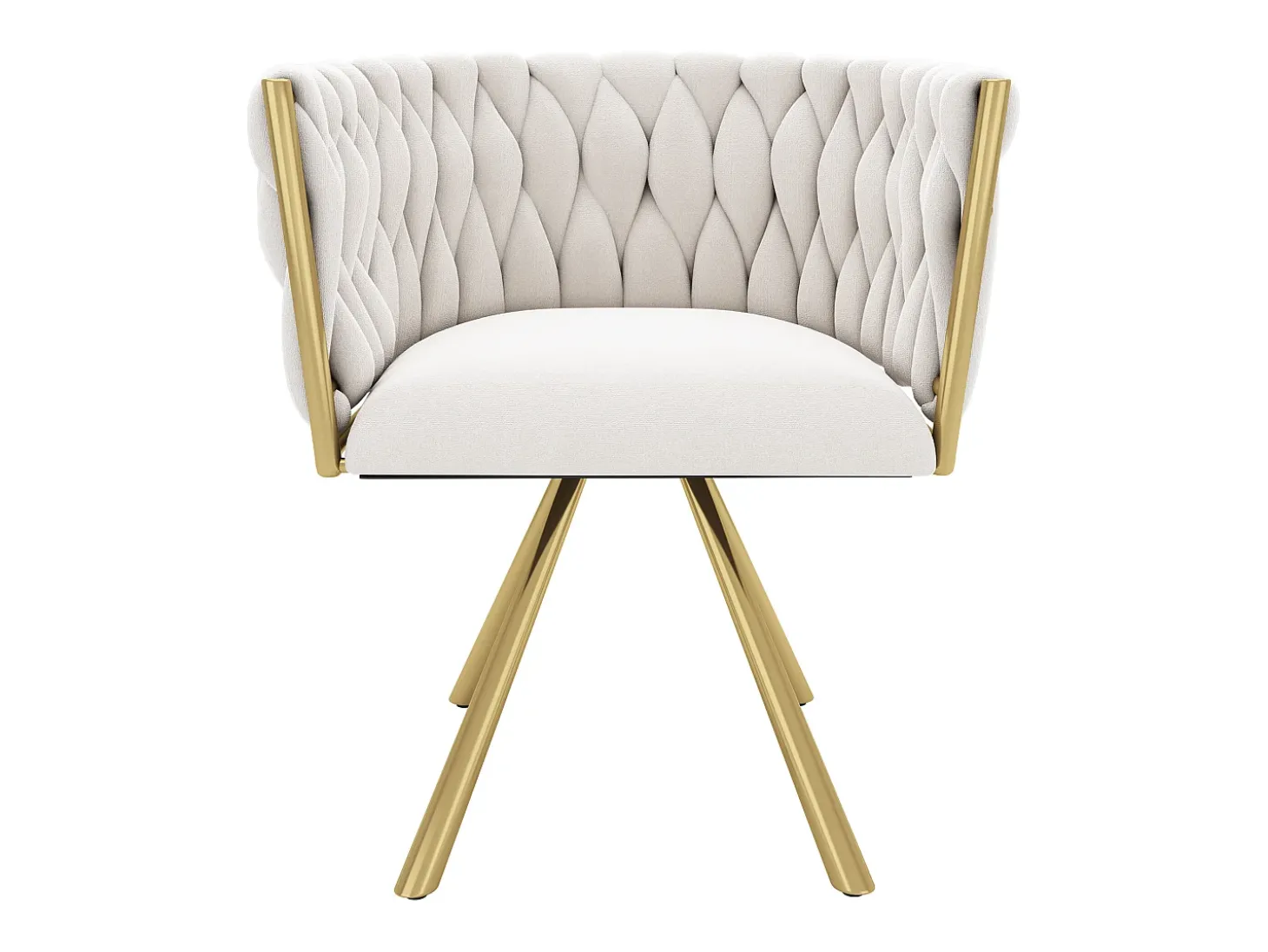 Sillas de comedor con respaldo capitoné, 4 piezas, tapizadas en terciopelo, patas de metal dorado, color beige (50 x 45 x 91 cm)