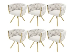 Sillas de comedor con respaldo capitoné, 4 piezas, tapizadas en terciopelo, patas de metal dorado, color beige (50 x 45 x 91 cm)