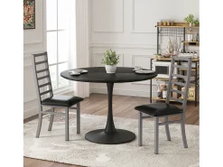 Sillas de comedor de metal, diseño elegante, piel sintética, patas de acero, color gris (40x47x107 cm)