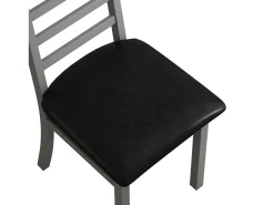 Sillas de comedor de metal, diseño elegante, piel sintética, patas de acero, color gris (40x47x107 cm)