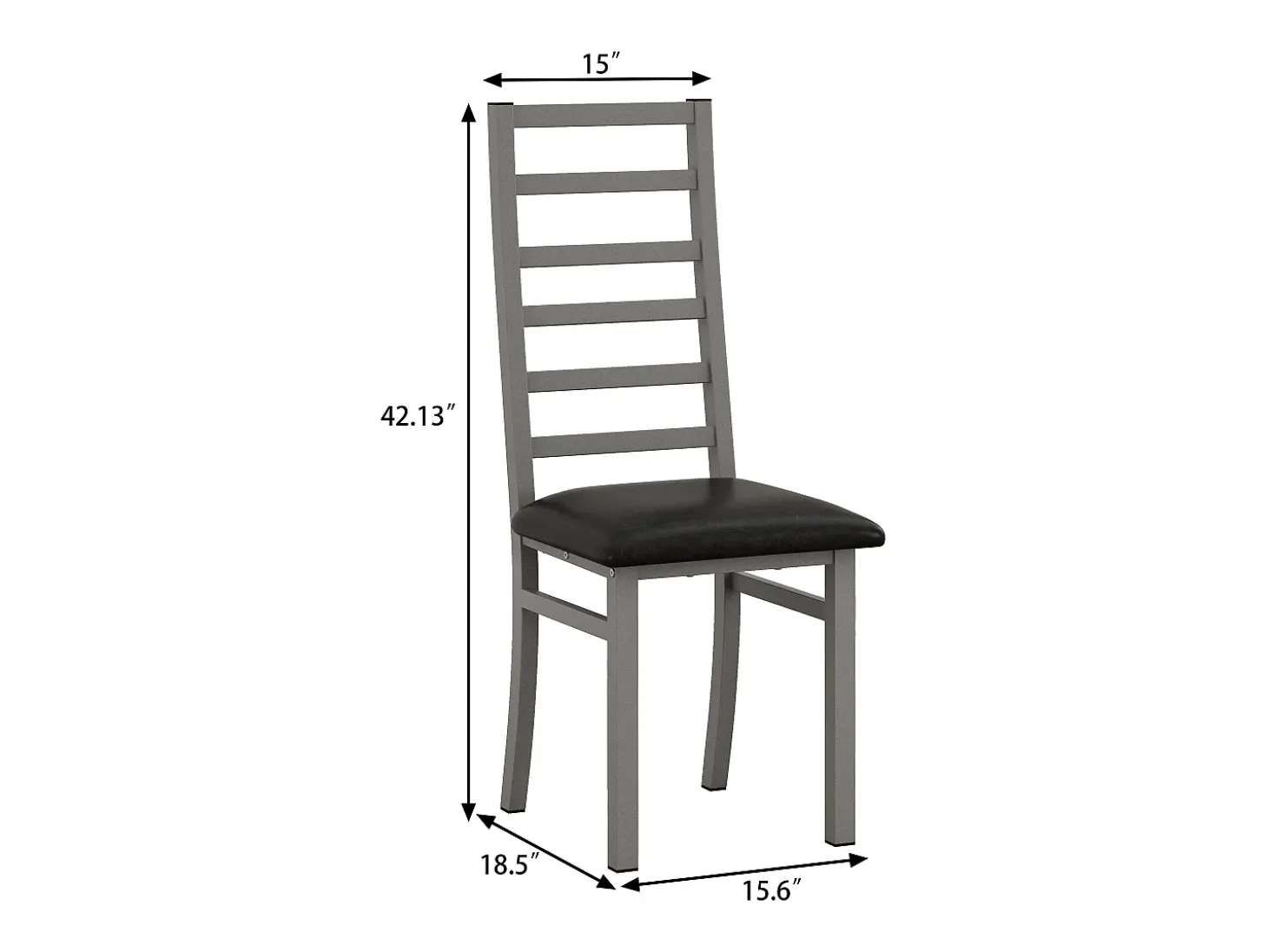 Sillas de comedor de metal, diseño elegante, piel sintética, patas de acero, color gris (40x47x107 cm)
