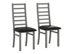 Sillas de comedor de metal, diseño elegante, piel sintética, patas de acero, color gris (40x47x107 cm)