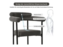 sillas de comedor de terciopelo gris oscuro con patas de metal, diseño cómodo y moderno (70 x 62 x 84 cm)