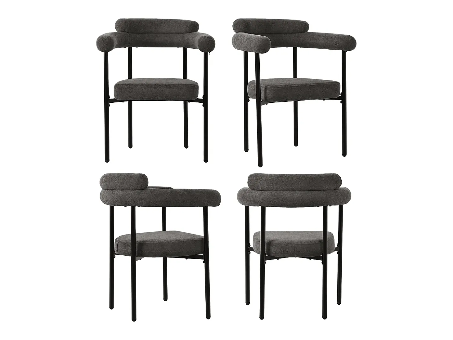 sillas de comedor de terciopelo gris oscuro con patas de metal, diseño cómodo y moderno (70 x 62 x 84 cm)