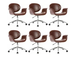 Sillas de comedor giratorias 6 unidades cuero sintético marrón