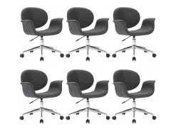 Sillas de comedor giratorias 6 unidades tela gris