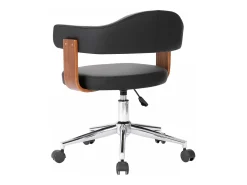 Sillas de comedor giratorias 2 unidades madera curvada y cuero negro