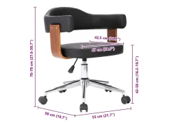 Sillas de comedor giratorias 2 unidades madera curvada y cuero negro
