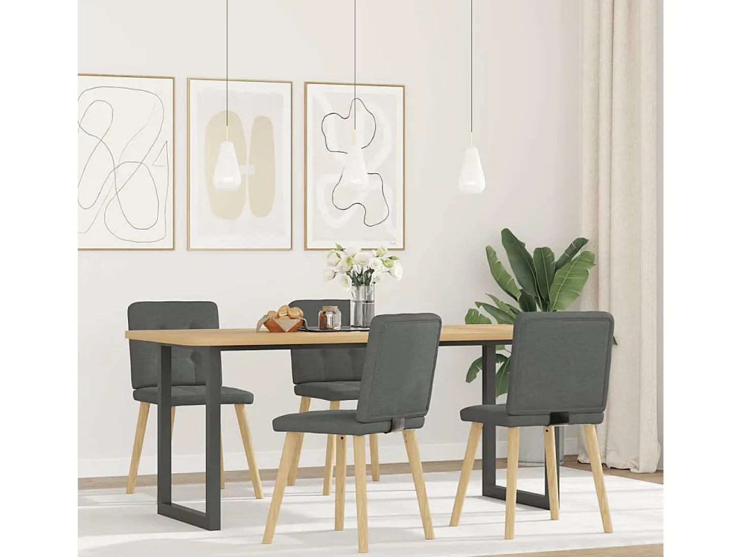 Sillas de comedor giratorias 4 unidades tela gris oscuro