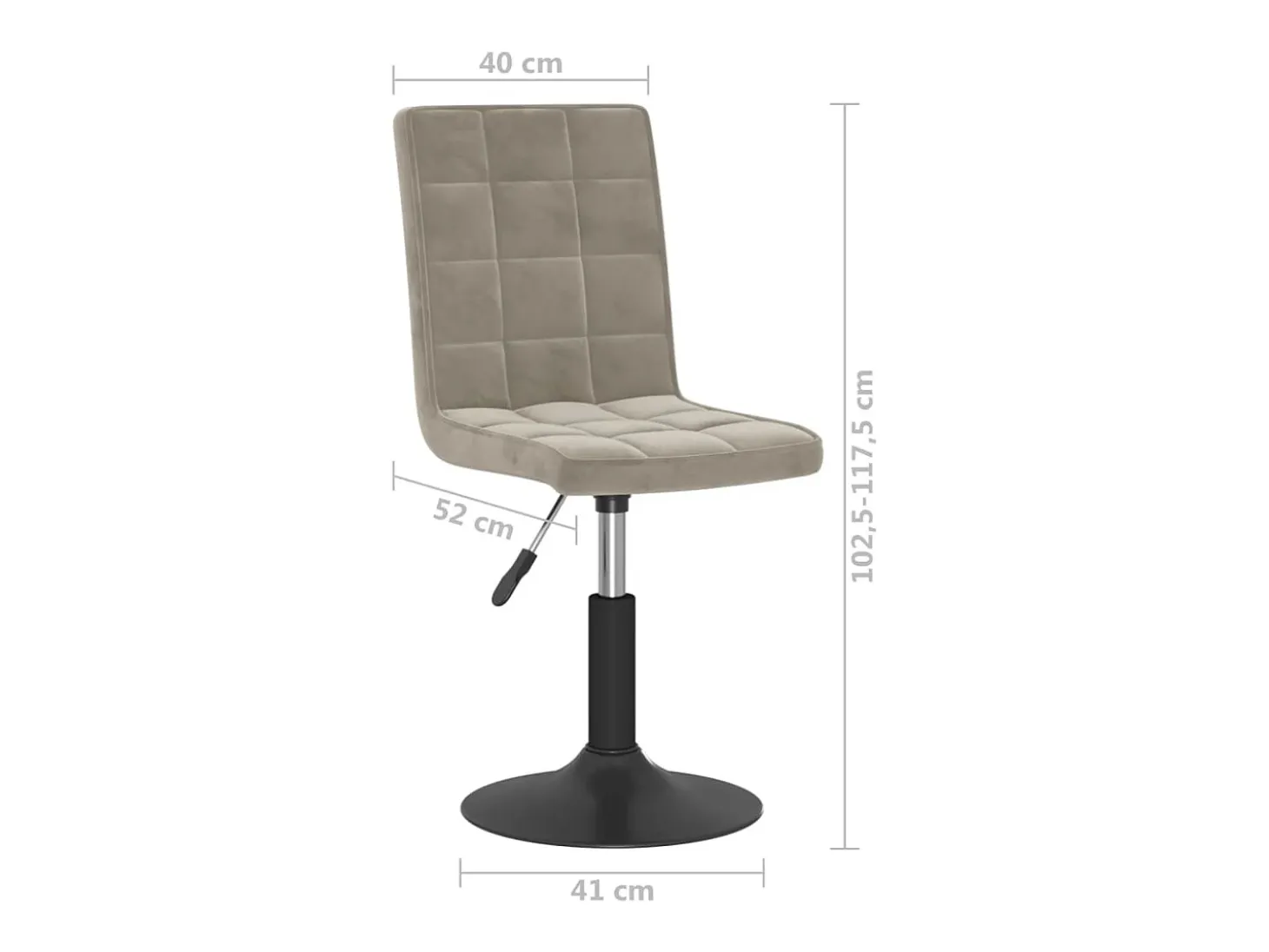 Sillas de comedor giratorias 2 unidades de terciopelo gris claro