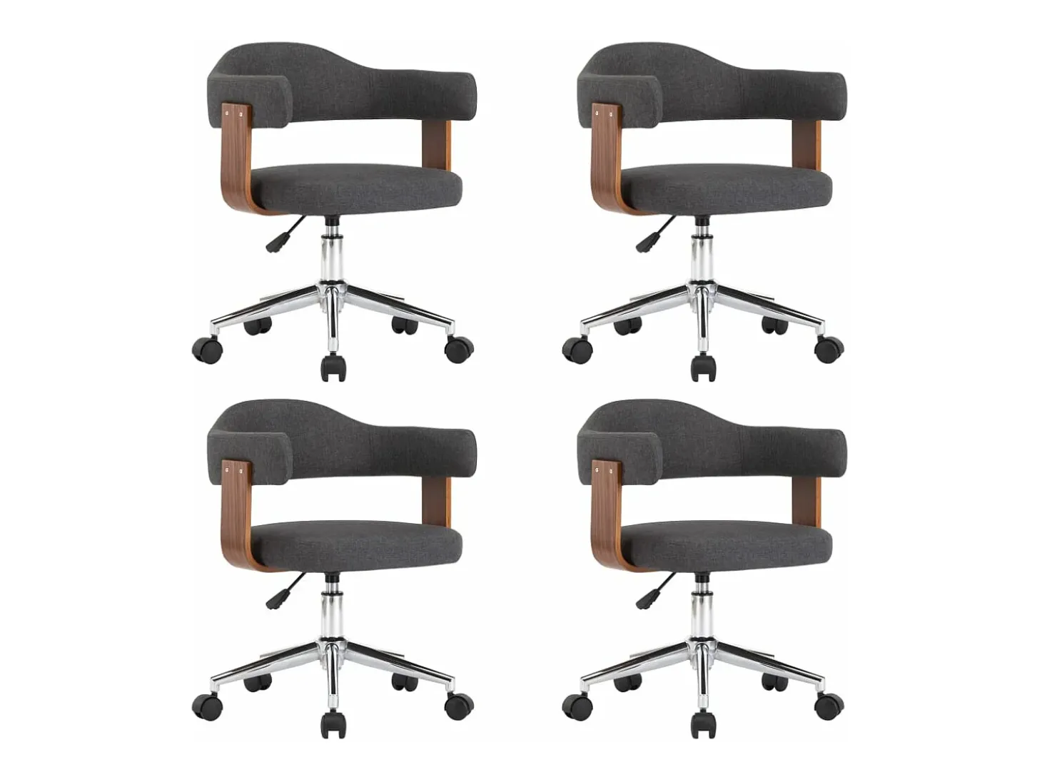 Sillas de comedor giratorias 4 unidades madera curvada y tela gris