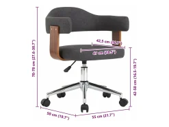 Sillas de comedor giratorias 4 unidades madera curvada y tela gris