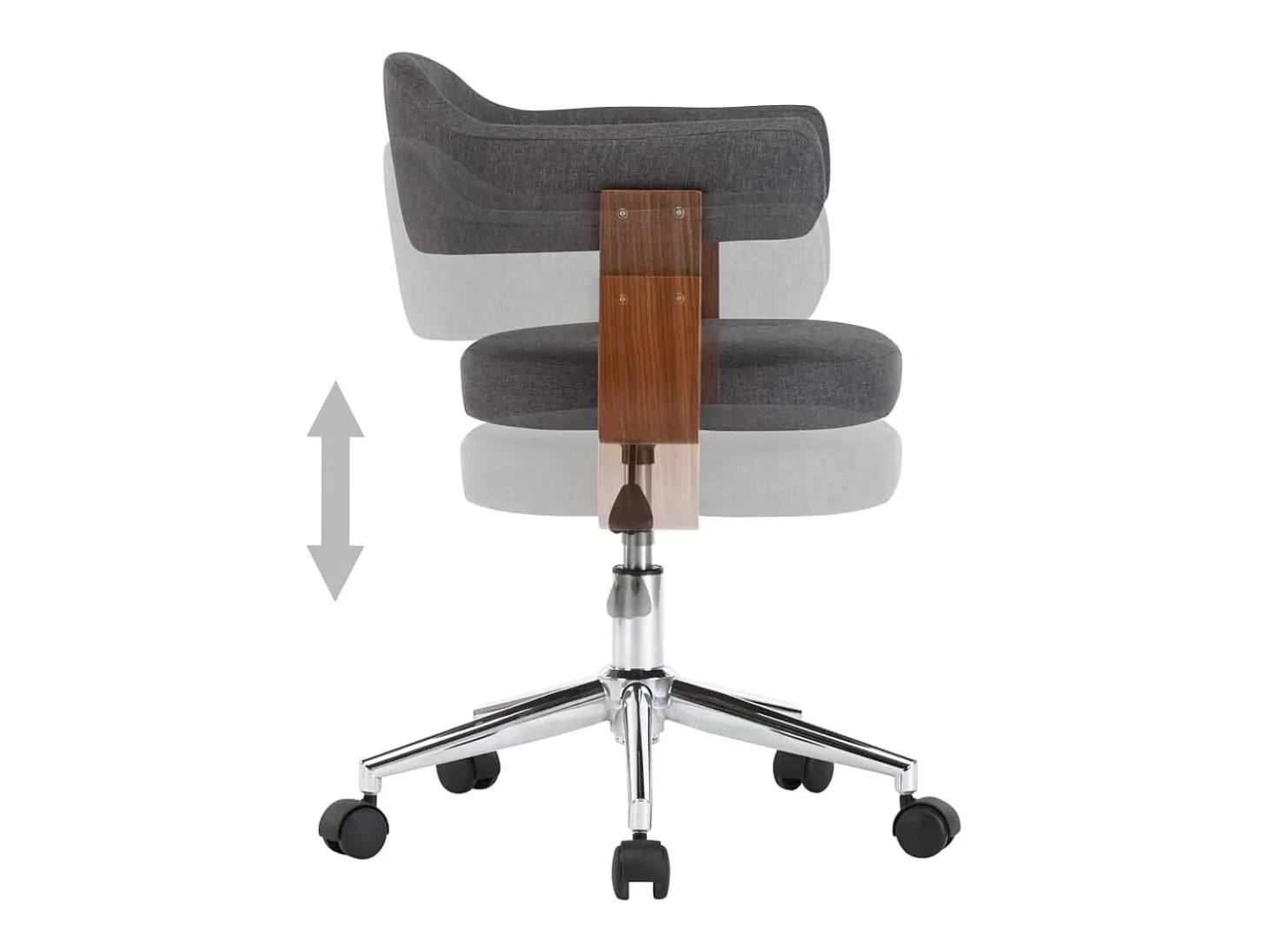 Sillas de comedor giratorias 4 unidades madera curvada y tela gris