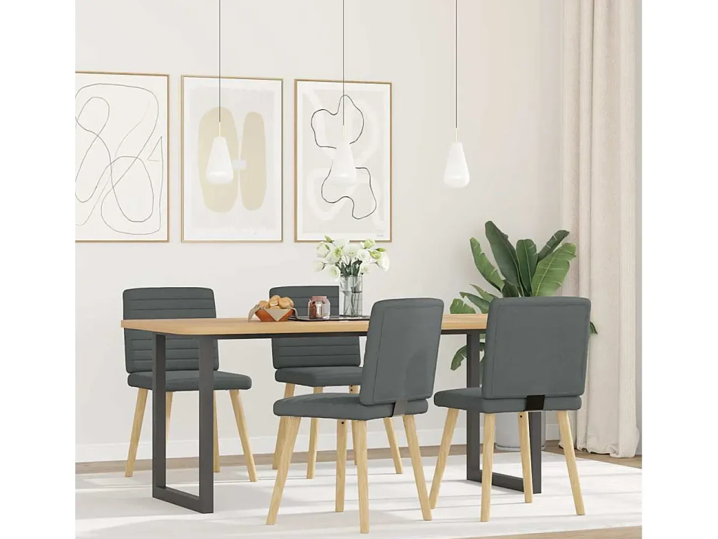 Sillas de comedor giratorias 4 unidades tela gris oscuro