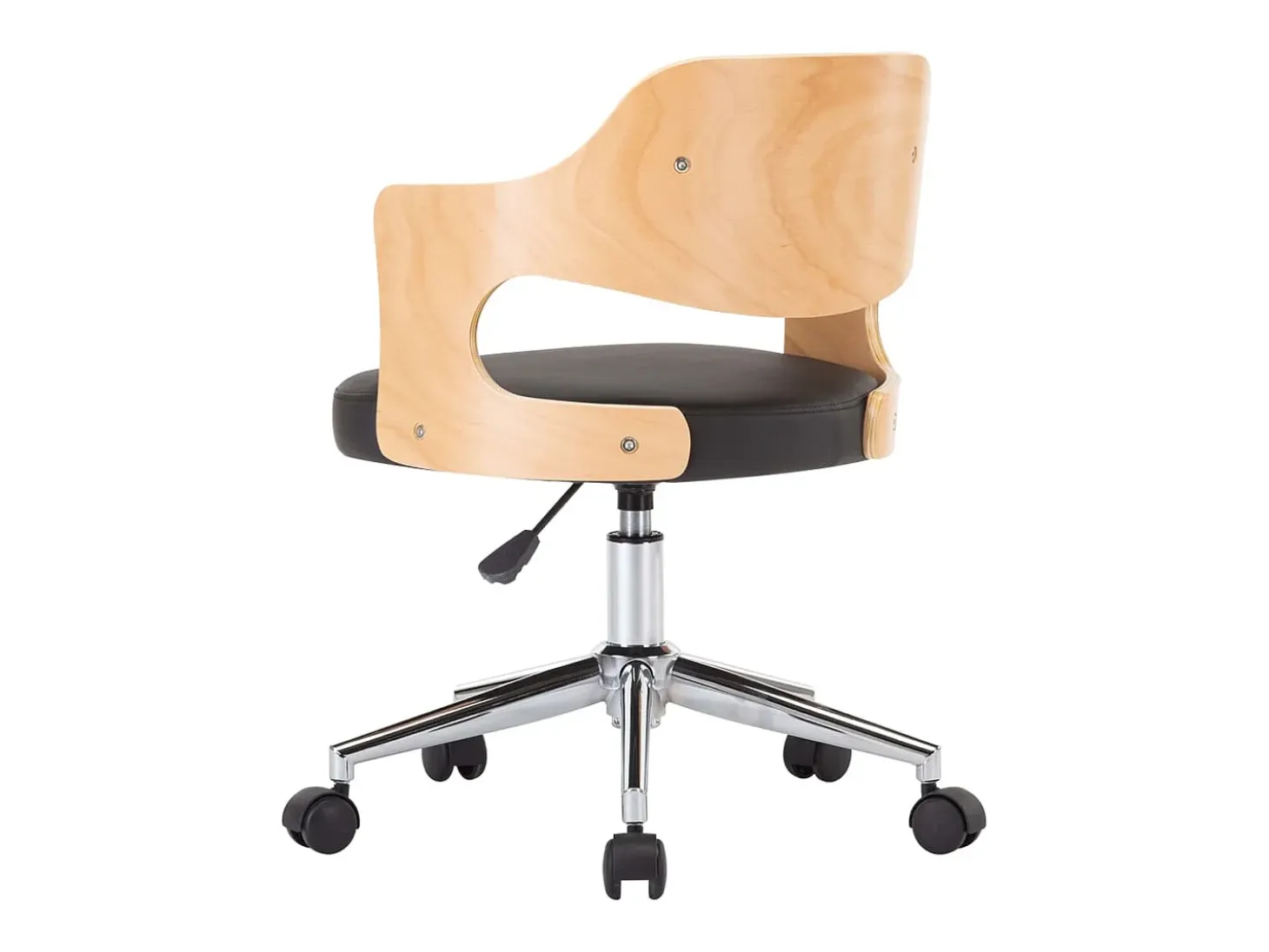 Sillas de comedor giratorias 2 unidades madera curvada y cuero negro