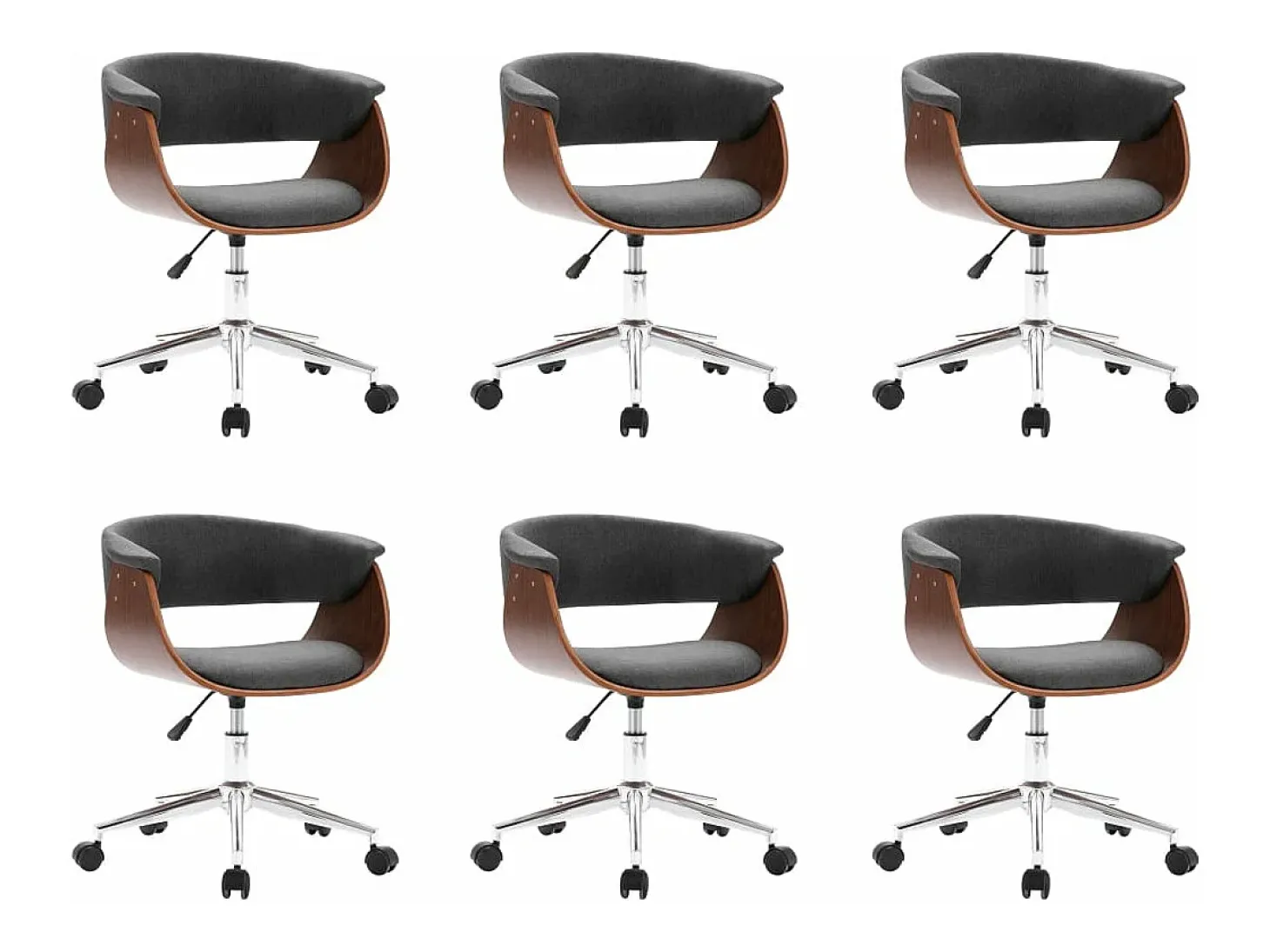 Sillas de comedor giratorias 6 unidades tela gris