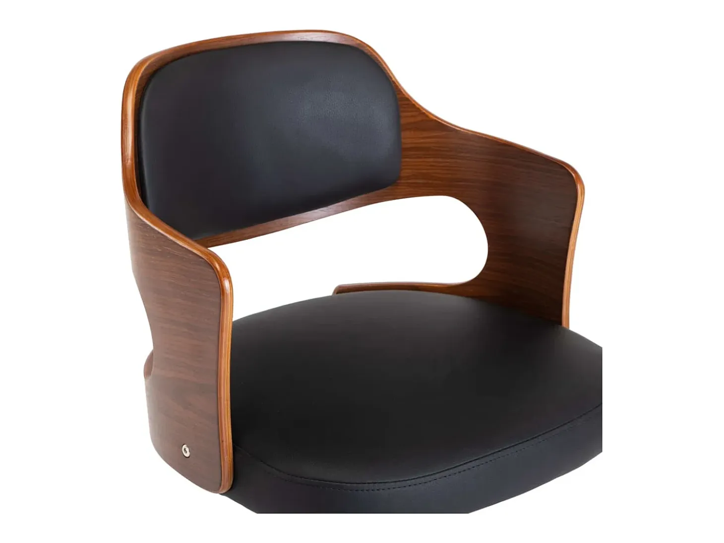 Sillas de comedor giratorias 6 unidades madera curvada y cuero negro