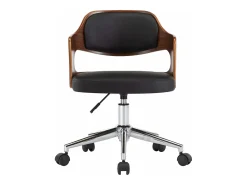 Sillas de comedor giratorias 6 unidades madera curvada y cuero negro