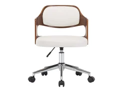 Sillas de comedor giratorias 4 unidades madera curvada cuero blanco