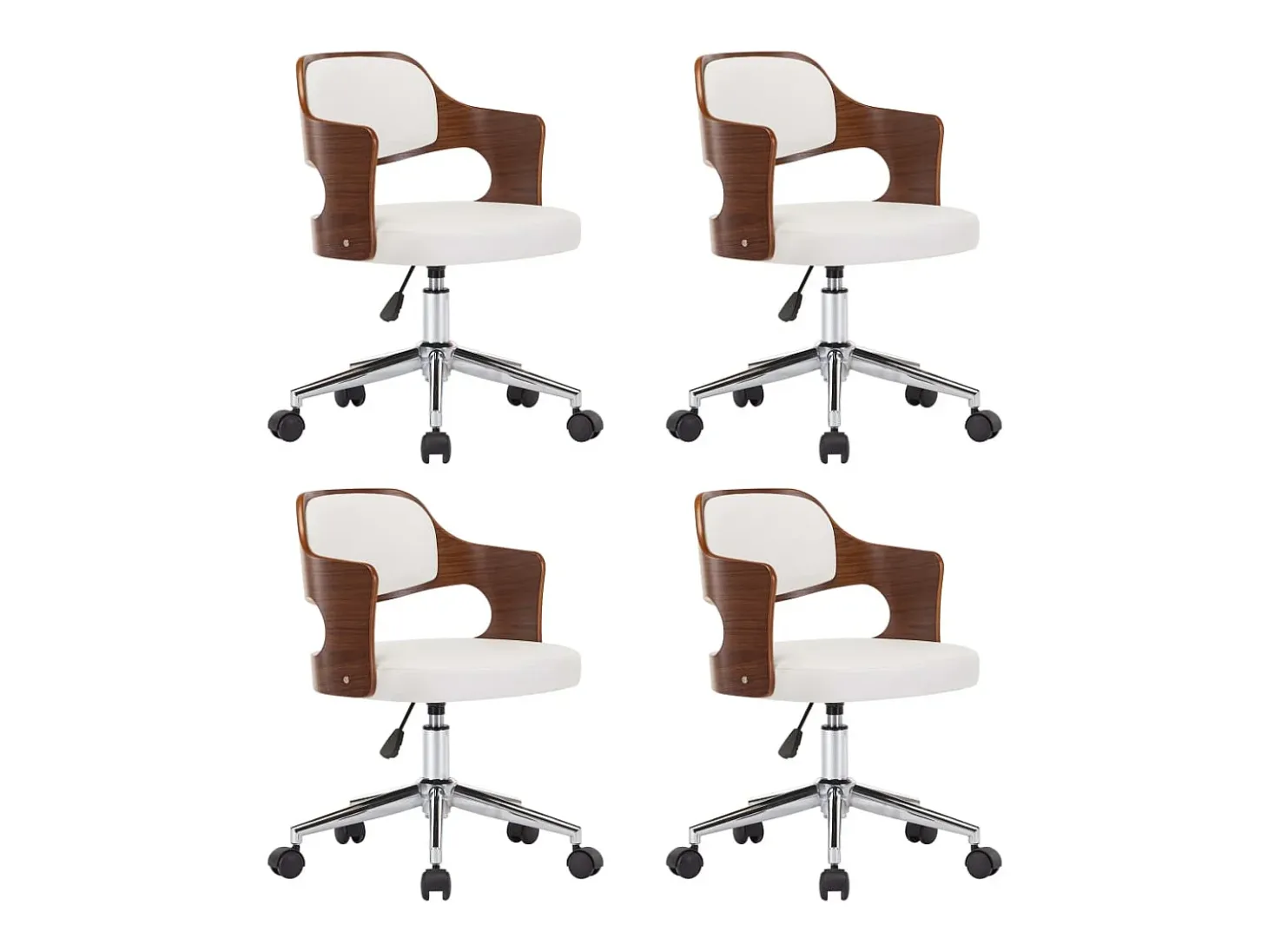 Sillas de comedor giratorias 4 unidades madera curvada cuero blanco