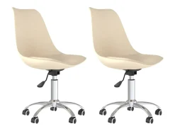 Sillas de comedor giratorias 2 unidades tela color crema