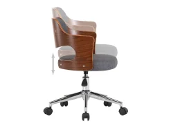 Sillas de comedor giratorias 4 unidades madera curvada y tela gris