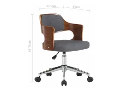 Sillas de comedor giratorias 4 unidades madera curvada y tela gris