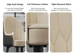 Sillas de comedor juego de 2 sillas de cocina cómodas sillones de mesa de comedor en cuero 52x49x90cm