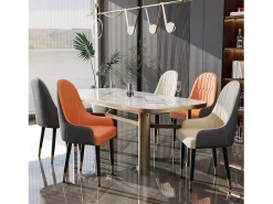 Sillas de comedor juego de 2 sillas de cocina cómodas sillones de mesa de comedor en cuero 52x49x90cm - Naranja