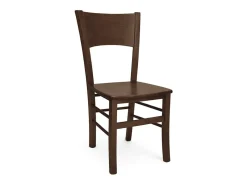 Sillas de comedor Lucy, juego de 2, en madera de nogal oscuro con asiento de madera maciza.
