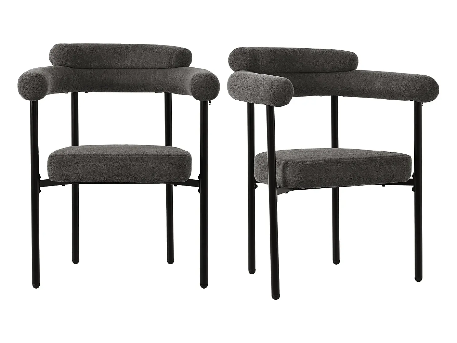 Sillas de comedor modernas, asientos de terciopelo gris, estructura de metal, comodidad óptima (70x62x84 cm)