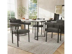 Sillas de comedor modernas, asientos de terciopelo gris, estructura de metal, comodidad óptima (70x62x84 cm)