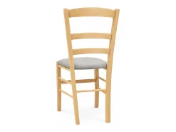Sillas de comedor Paesana en madera natural con asiento acolchado gris claro