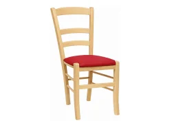 Sillas de comedor Paesana de madera natural con asientos acolchados en rojo