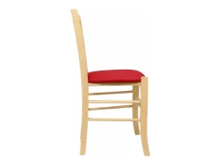 Sillas de comedor Paesana de madera natural con asientos acolchados en rojo