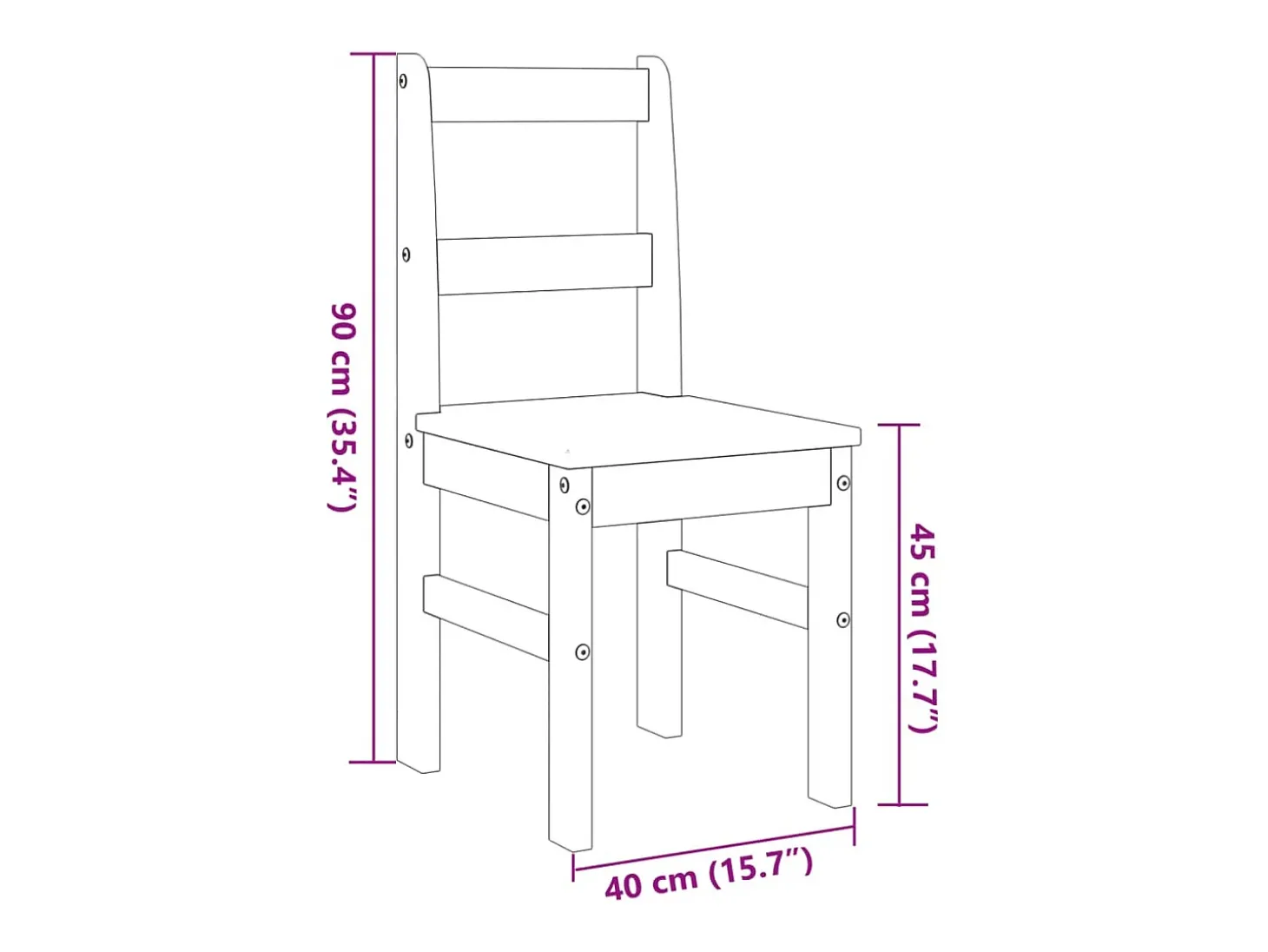 Sillas de comedor Panama 2 uds madera pino blanco 40x46x90 cm