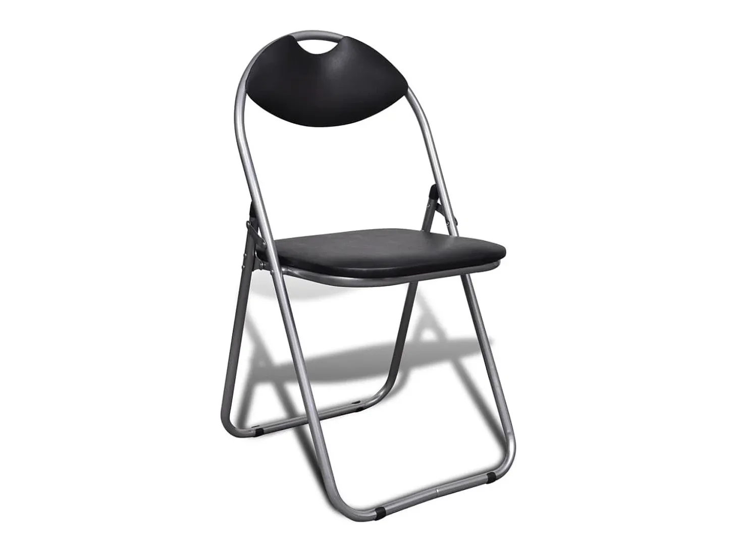 Sillas de comedor plegables 2 uds cuero sintético y acero negro