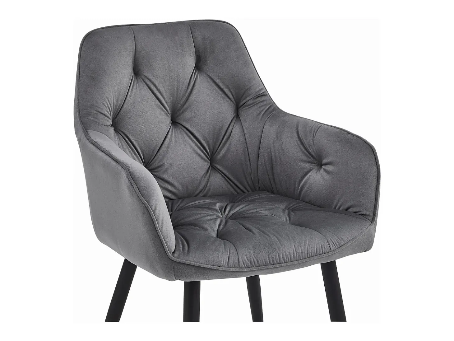 Sillas de comedor Valora LUKK – Terciopelo gris oscuro con patas negras x 2