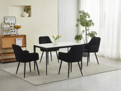 Sillas de comedor Valora WAAV – Terciopelo negro con patas negras x2