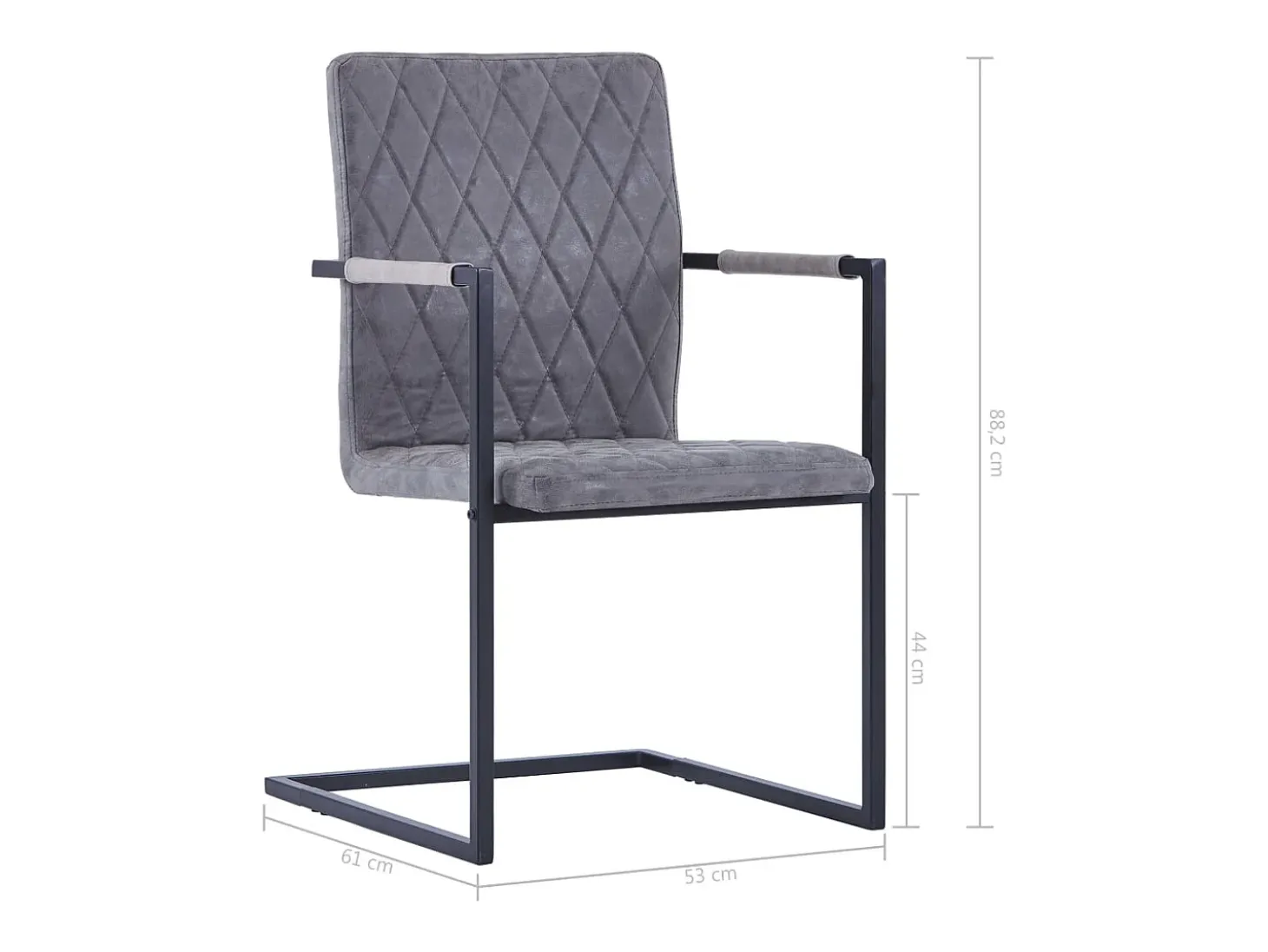 Sillas de comedor voladizas 2 unidades cuero sintético gris oscuro
