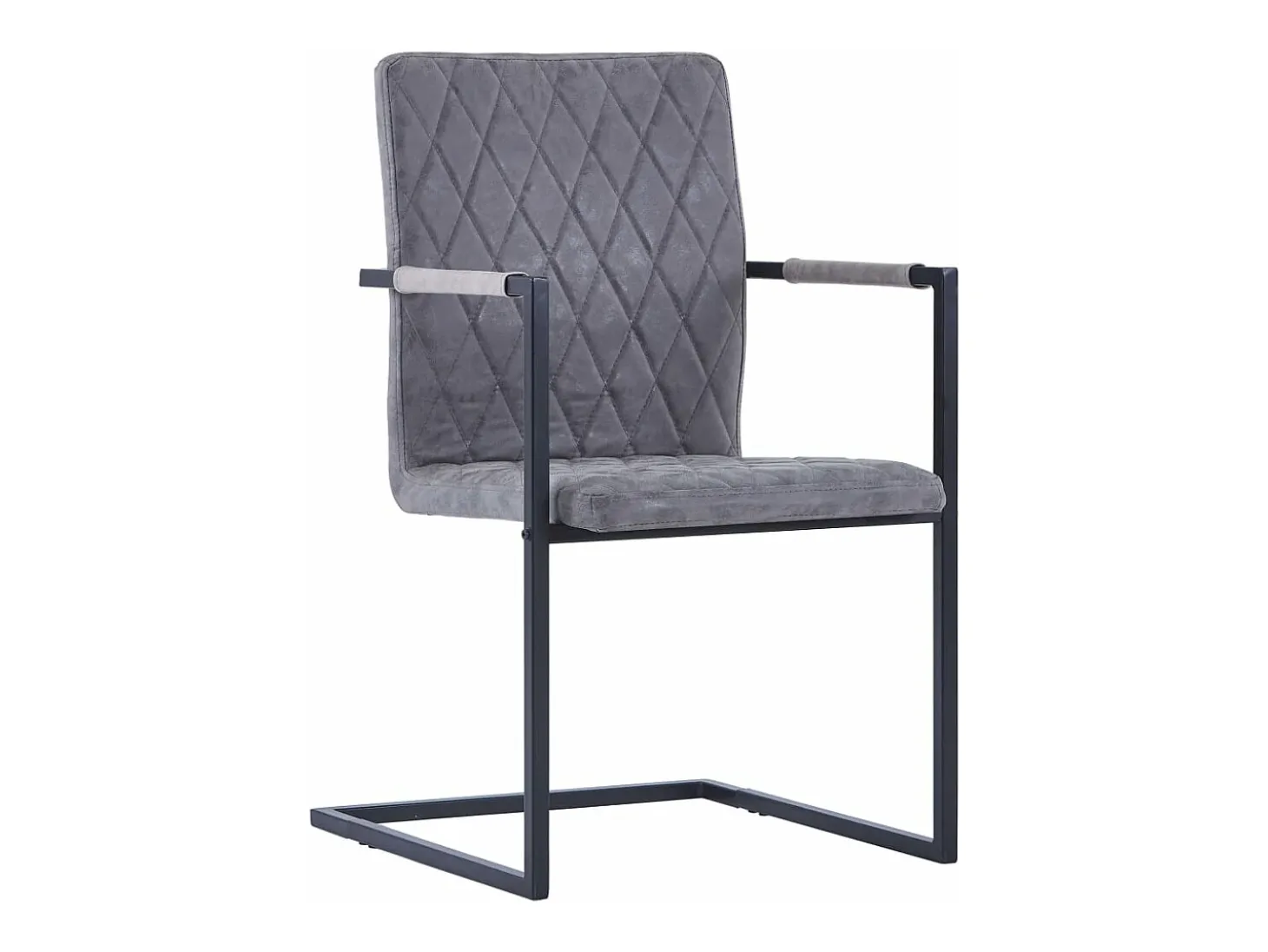 Sillas de comedor voladizas 2 unidades cuero sintético gris oscuro