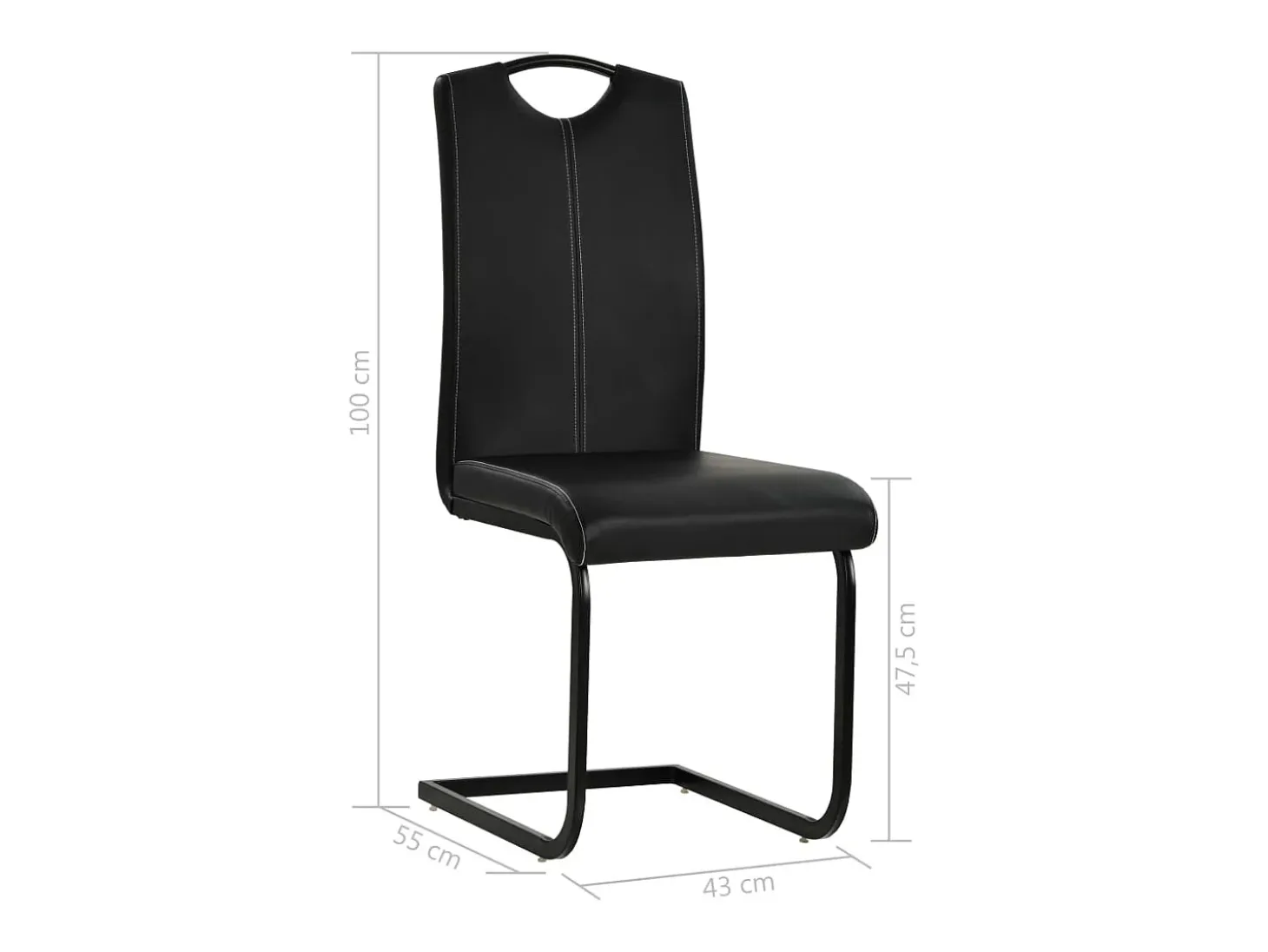 Sillas de comedor voladizas 4 unidades cuero sintético negro