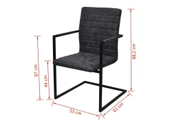 Sillas de comedor voladizas 2 unidades cuero sintético negro