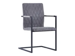 Sillas de comedor voladizas 2 uds cuero sintético gris oscuro