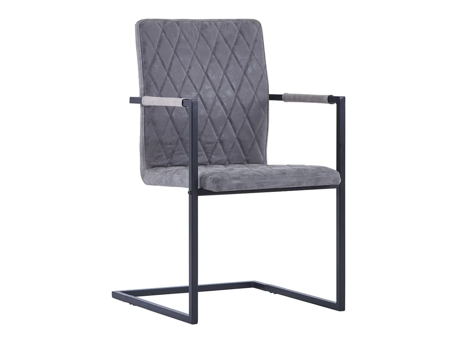 Sillas de comedor voladizas 2 uds cuero sintético gris oscuro